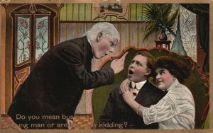 Vintage Postcard 1909 Do You Mean Business Young Man Or Are You Only Kidding?