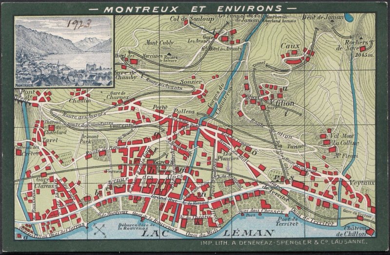 Switzerland Postcard - Montreux Et Environs - Map of Montreux   DC77