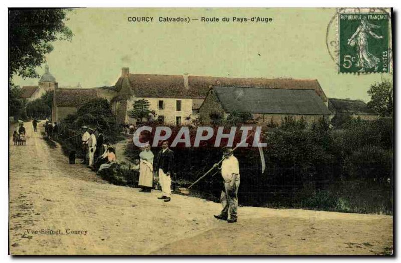 Old Postcard Courcy road map la Vallee d'Auge TOILEE TOP