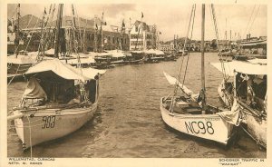 Postcard 1950 Curacao Dutch West Indies Harbor Boats Schooner Traffic 23-13255