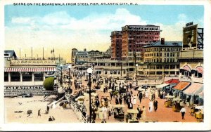 New Jersey Atlantic City Scene On The Boardwalk From Steel Pier 1921