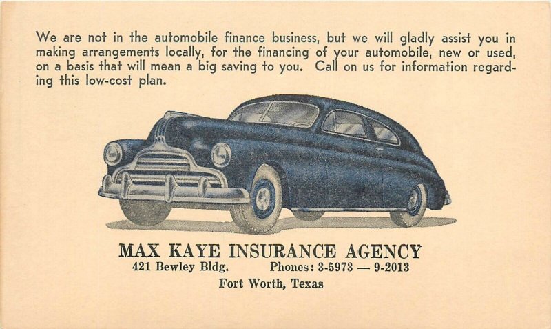 Postcard 1940s  Texas Fort Worth advertising automobile undivided 24-119
