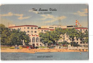 Biloxi Mississippi MS Postcard 1930-1950 The Buena Vista Hotel Gulf of Mexico