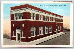 Galena Illinois~First State & Savings Bank Bldg Street View~Vintage Postcard