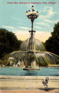 Illinois Chicago Washington Park Grand Boulevard Entrance Fountain 1911