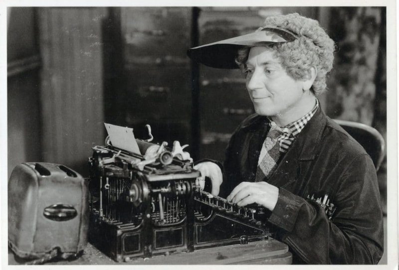 Harpo Marx Typing of Brothers Antique Typewriter Film Photo Postcard