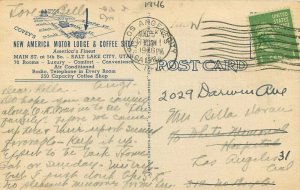 1946 New American Motor Lodge Coffee Shop Salt Lake City Utah Postcard 20-12849