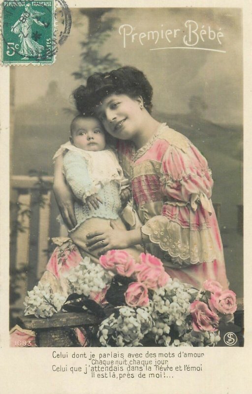 Set 4 antique postcards 1908  The first baby  mother & child 