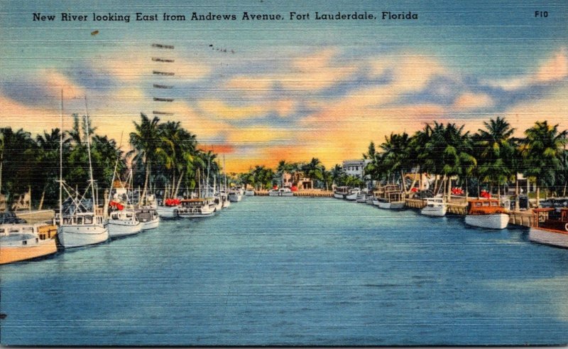 Florida Fort Lauderdale New River Looking East From Andrews Avenue 1948