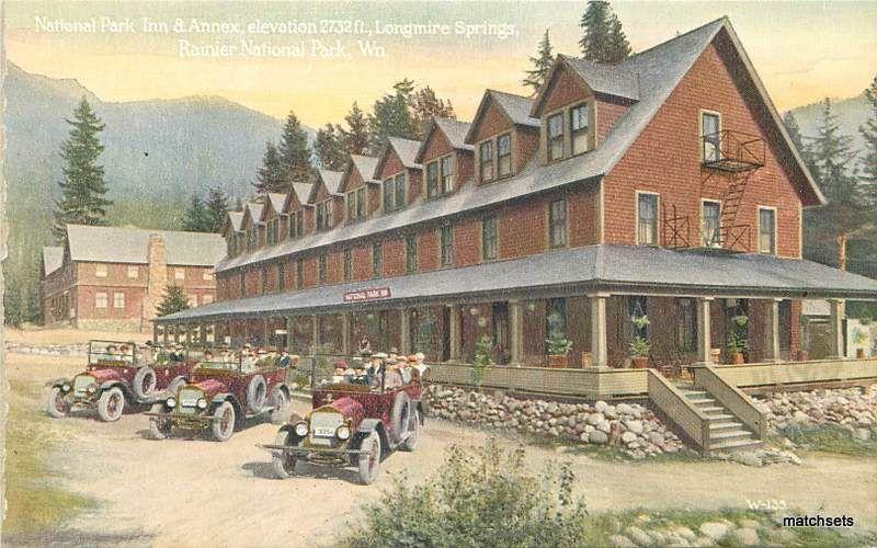 Automobiles National Park Inn Annex RAINIER NATIONAL PARK WA postcard 2395