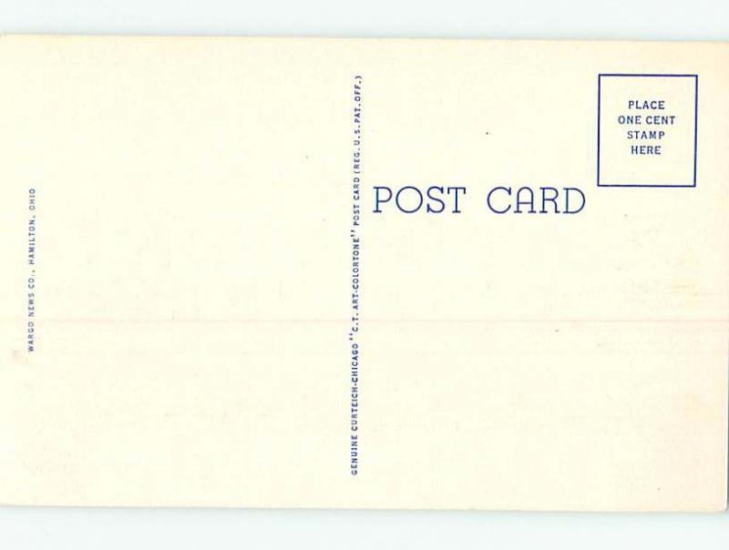 Unused Linen POST OFFICE SCENE Hamilton Ohio OH hs1241