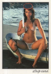 Risque Lady In Boat Ship Scratch Off Her Clothes Postcard Unique