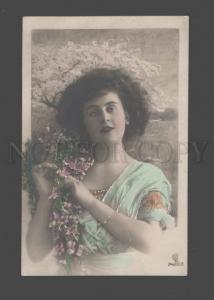 089415 BELLE Woman FAIRY in SPRING Flower Vintage PHOTO tinted