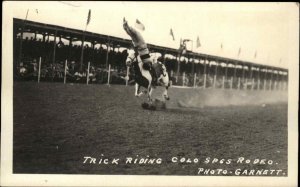 Colorado Sdprings CO Rodeo Cowboy Trick Horse Riding c1920 Real Photo Postcard