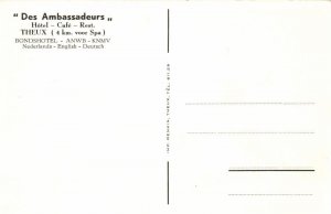 belgium, THEUX, Hotel Café Restaurant Des Ambassadeurs (1950s) Postcard