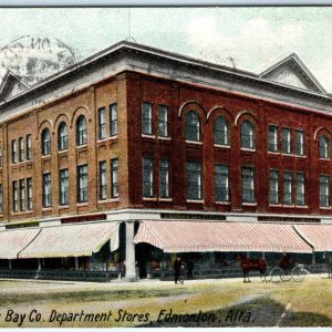 1909 Edmonton, Alta Hudson's Bay Dept Store Downtown Tetley's Tea Postcard A166