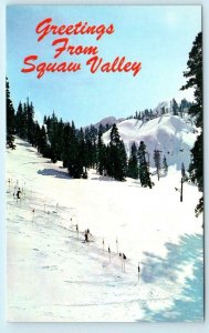 Greetings from SQUAW VALLEY, California CA ~ SKIERS Home 1960 Olympics  Postcard