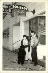 Anchorage AK Bear Goes Shopping Robinson Studio Photograph Shop RPPC