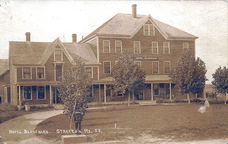 Stratton ME Hotel Blanchard Old Time Gas Pump RPPC Postcard