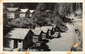 RPPC Olympic Hot Springs, WA Roadside Cabins Old Cars 1948 Ellis Postcard