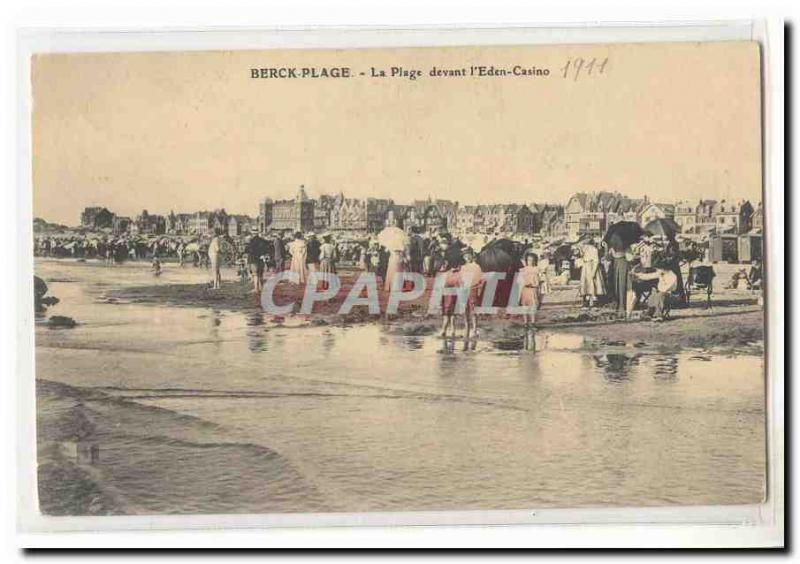 Berck Beach Old Postcard The beach in front of & # 39Eden Casino