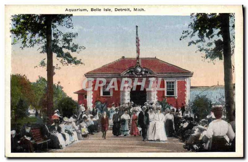 Old Postcard Aquarium Belle Isle Detroit Mich