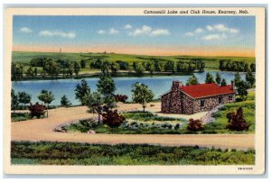 1950 Cottonmill Lake and Club House Kearney Nebraska NE Vintage Postcard