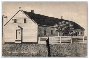 c1940's Log Church Chapel Exterior Building St. Paul Kansas KS Vintage Postcard