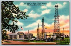 Oklahoma City  Oil Wells  State Capitol Building  Postcard