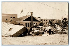 1926 Pressing Shop Storm Damage Disaster Air Mail Miami FL RPPC Photo Postcard