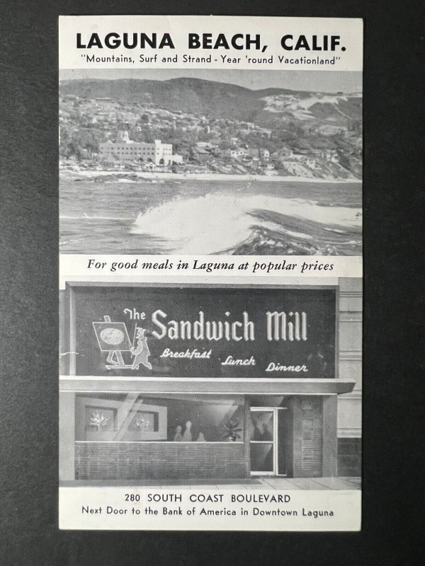 Mint USA Postcard Stationery Laguna Beach CA California Sandwich Mill Restaurant