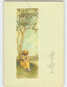 Postcard Greeting Card with Girl Tree Art Print