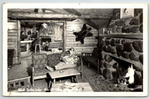 Alaska RPPC Tazlina Lodge Interior Bar Mile 156 Glen Hwy Roadhouse Postcard C