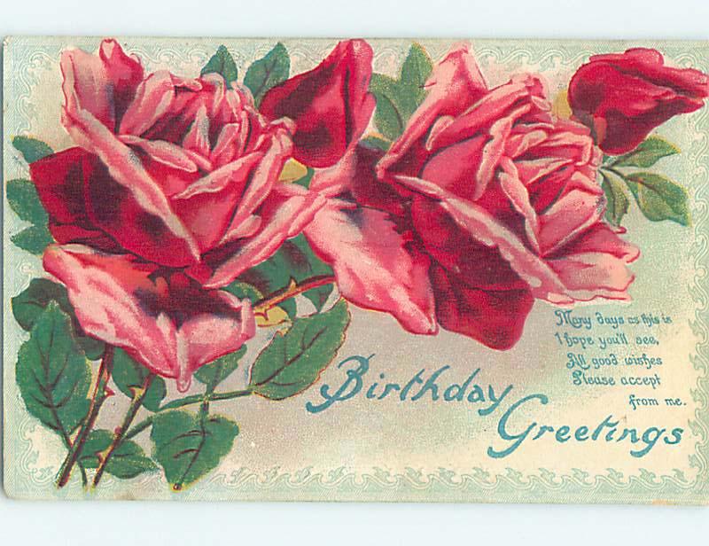 Divided-Back birthday BEAUTIFUL PINK AND RED ROSE FLOWERS o9226