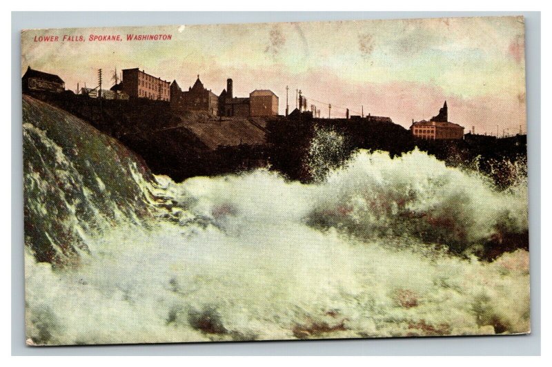 Vintage Early 1900's Postcard Lower Falls Spokane Washington POSTED