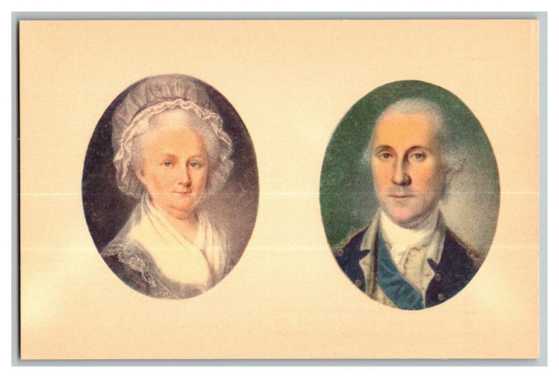 Portrait Of George Martha Washington Vintage Standard View Postcard Mount Vernon 