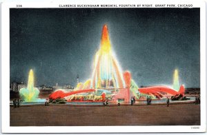 VINTAGE POSTCARD CLARENCE BUCKINGHAM MEMORIAL FOUNTAIN AT GRANT PARK CHICAGO