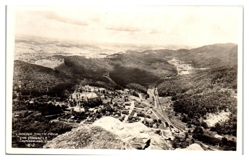 RPPC Looking South from the Pinnacle, Cumberland Gap, Harrogate, TN Postcard