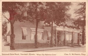 c.1931 National-Dixie Hotel Marshall Illinois McMorris Postcard 2T6-385