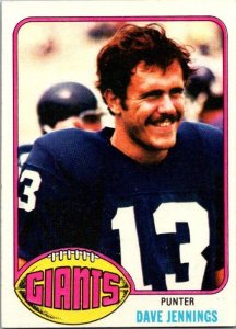 1976 Topps Football Card Dave Jennings New York Giants sk4378