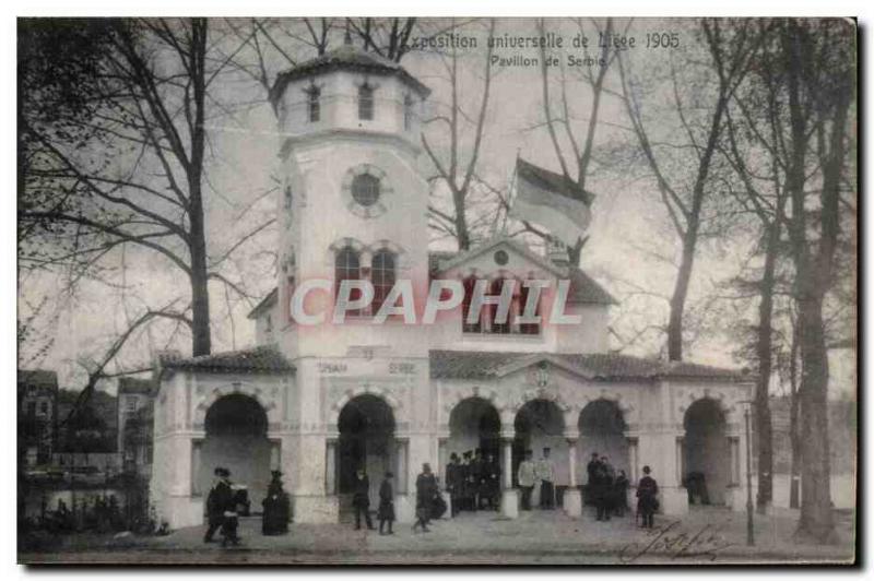 Belgie Belgium Old Postcard Exhibition of Liege in 1905 Serbia Pavilion