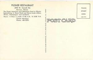 Pilsner Restaurant Berwyn Illinois IL Cermak Rd American Bohemian Food Postcard
