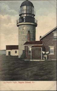 Seguin Island Maine ME Hand Colored Light House Lighthouse c1910 Postcard