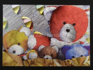 TEDDY BEARS A BAG FULL OF TEDDIES F J Warren DUFEX FOIL Postcard c1980's