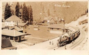 RPPC BLUE CANYON CALIFORNIA TRAIN DEPOT DPO REAL PHOTO POSTCARD 1922