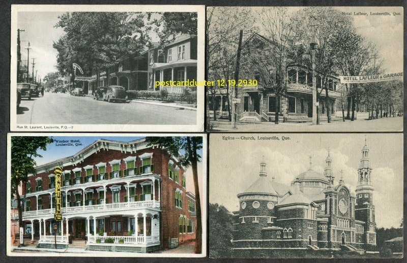 dc180 - LOUISEVILLE Quebec 1920s-40s LOT of (4) Postcards