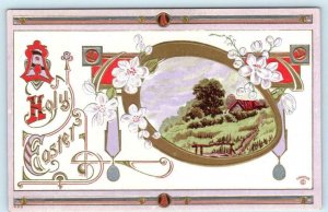 A HOLY EASTER Art Nouveau Embossed c1910s Beautiful  Postcard