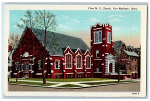 c1940's First Methodist Episcopal Church Building Fort Madison Iowa IA Postcard