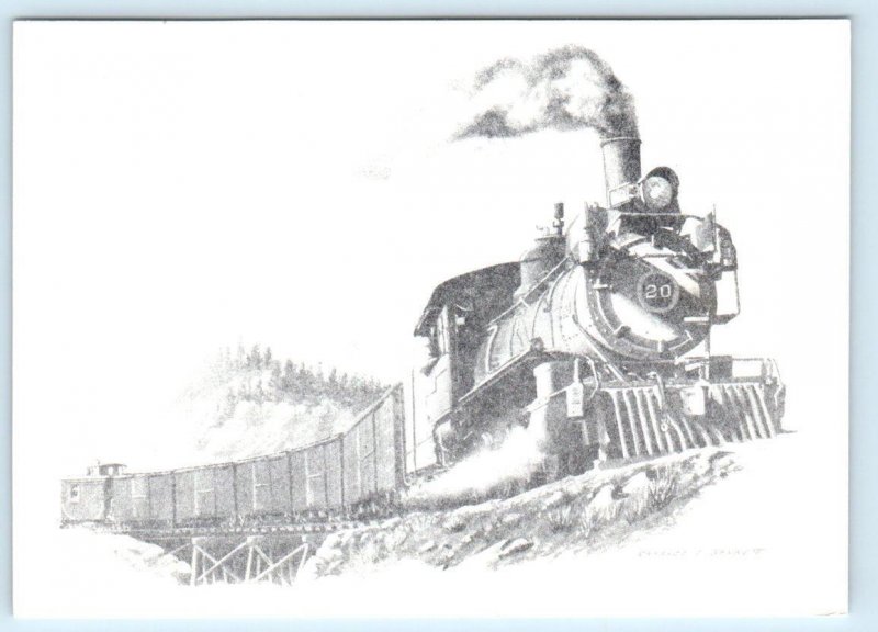 DURANGO & SILVERTON TRAIN Artist Signed CHARLES BENNETT 1982 - 4x6 Postcard