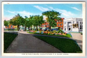 View In Public Square, Charlottetown, Prince Edward Island, Vintage Postcard